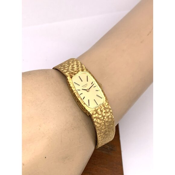 Longines Womens Watch 18k Yellow Gold Textured Vintage 1974 Swiss Hand Wind 15mm - Picture 5 of 16